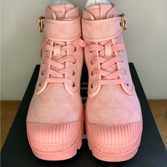 Coach Trooper Canvas Mid Top Boot in Crystal Pink Size 6.5 - Picture 2 of 11